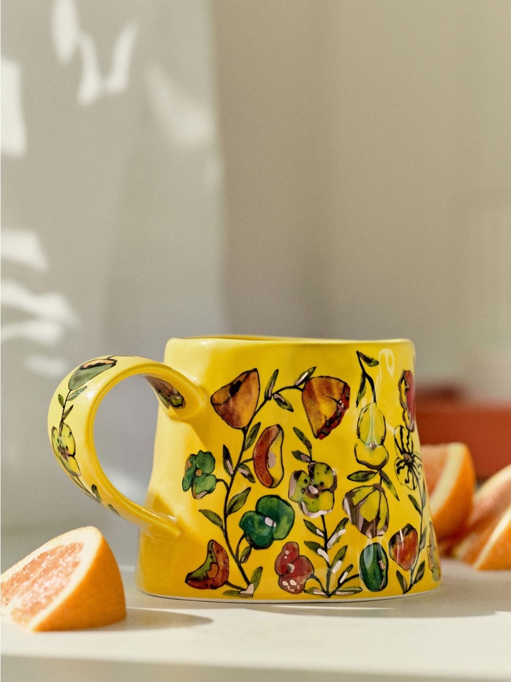 Anthropologie The Mud Fairy Blooming Hearts Stoneware 24k Gold Accent Mug